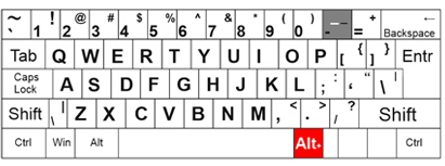 anglická klávesnicie qwerty s pravým alt